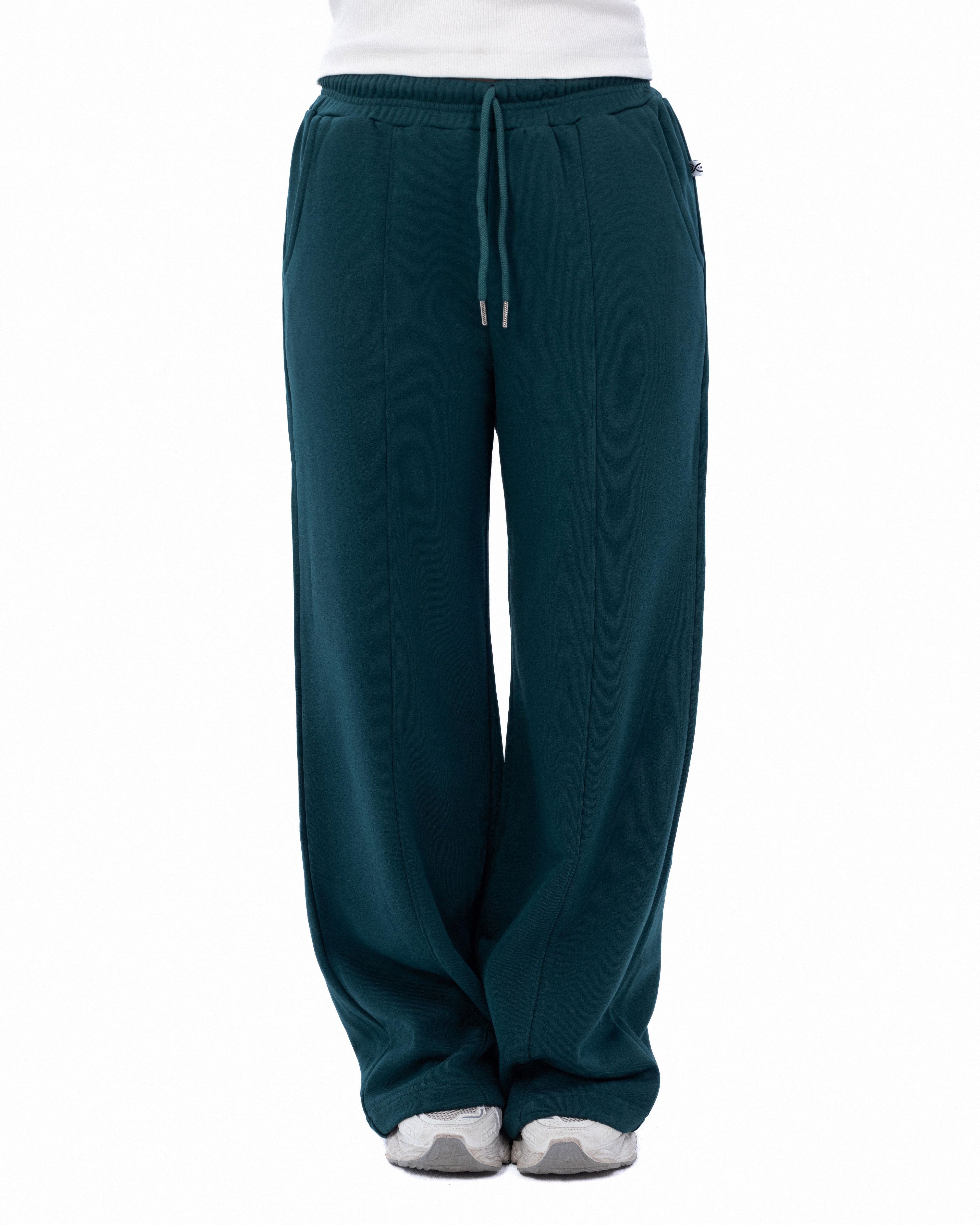 Dark Green Wide-leg Sweatpants