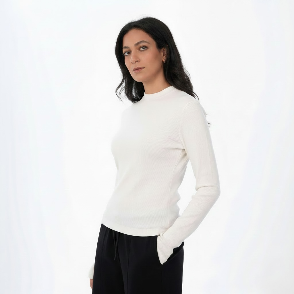 Creamy Ribbed Basic Top