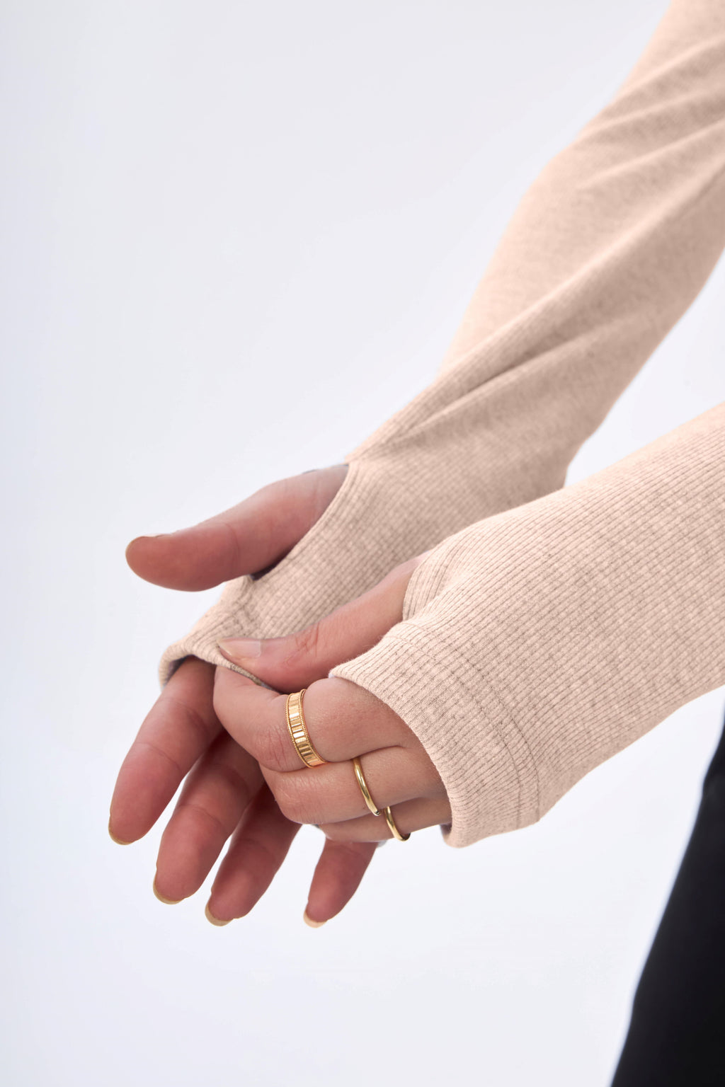 Beige Ribbed Basic Top