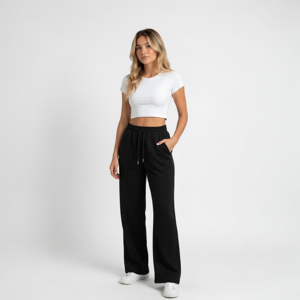 Black Wide-leg Sweatpants