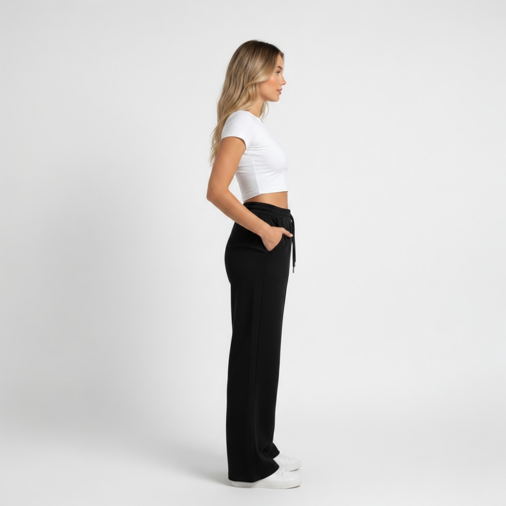 Black Wide-leg Sweatpants