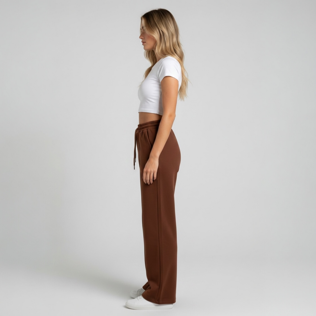 Brown Wide-leg Sweatpants