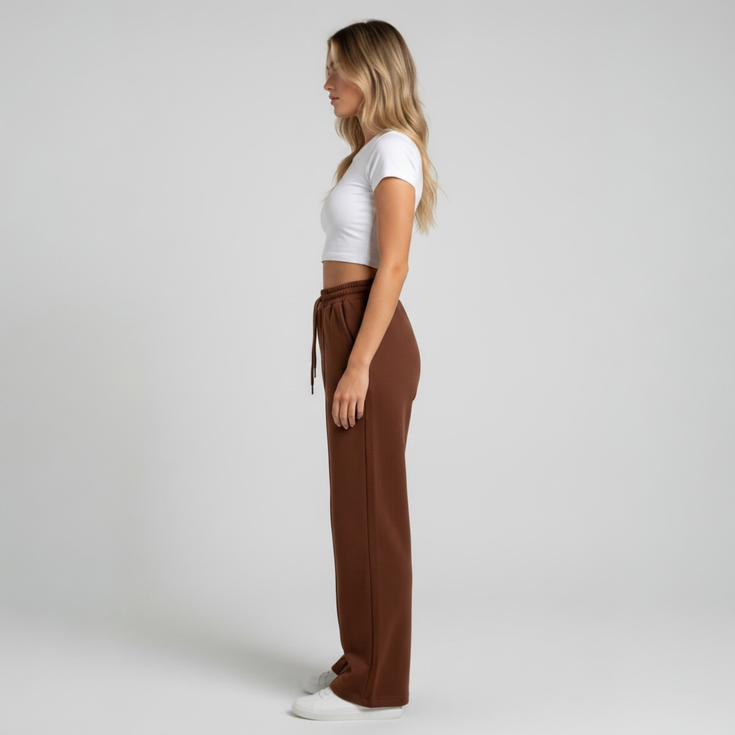 Brown Wide-leg Sweatpants