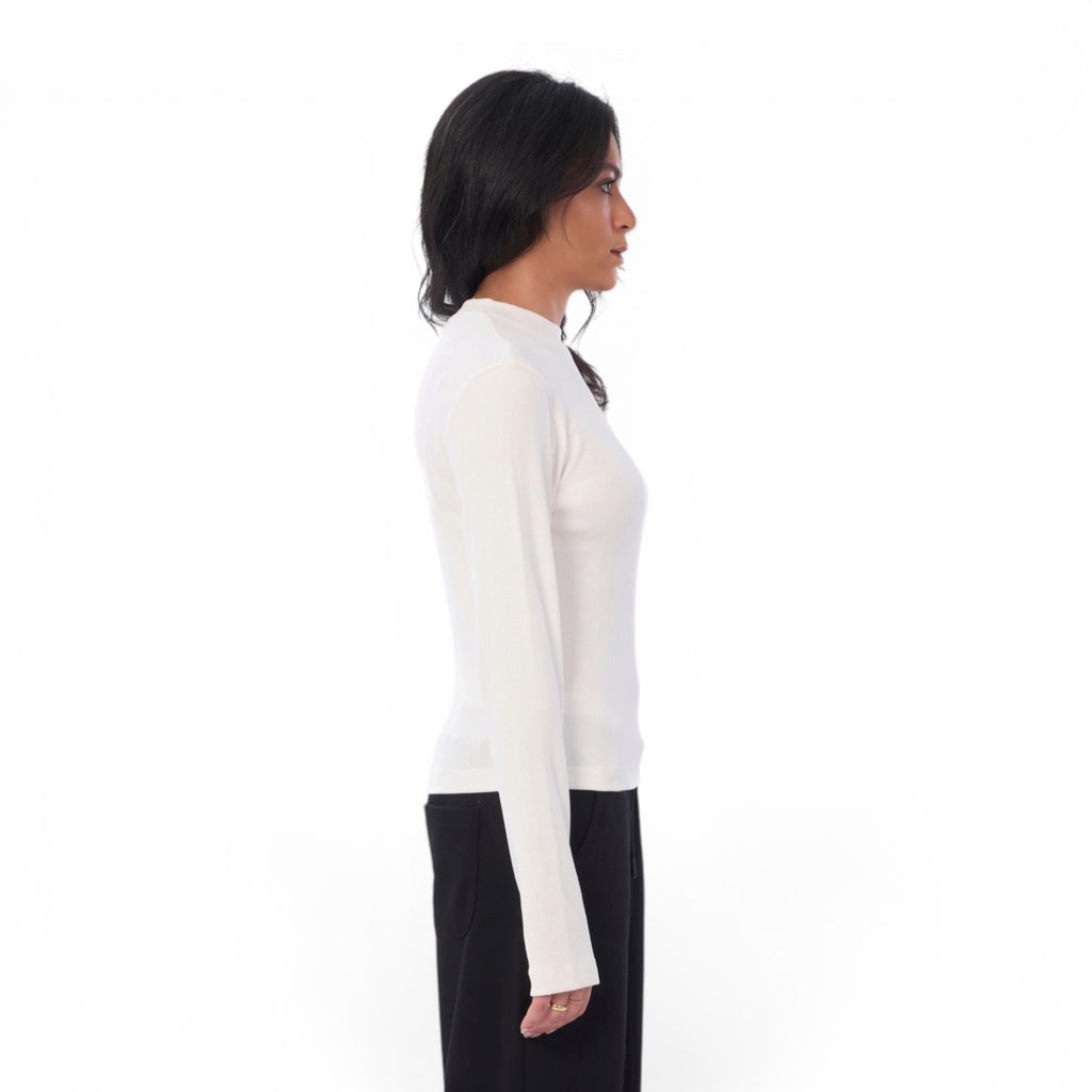 Creamy Ribbed Basic Top