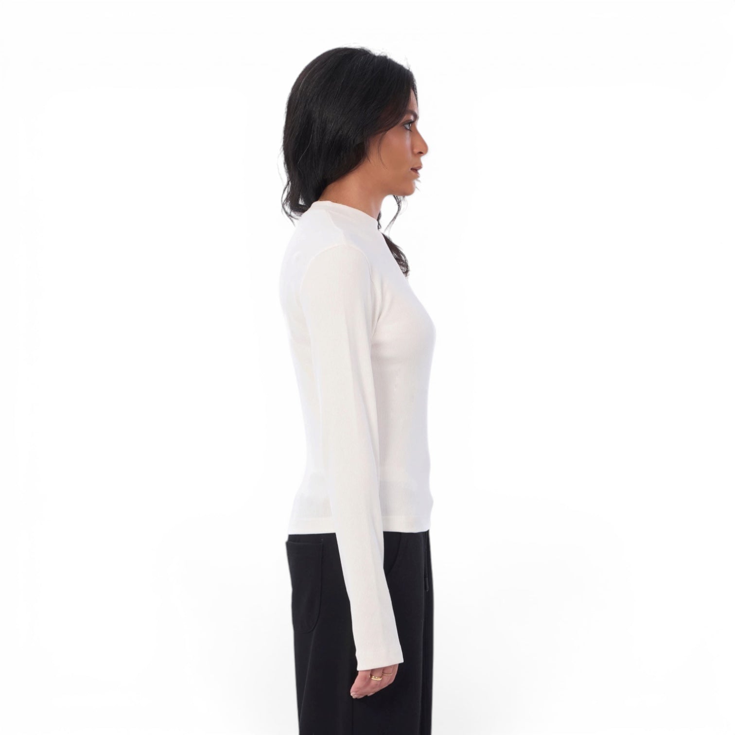 Creamy Ribbed Basic Top
