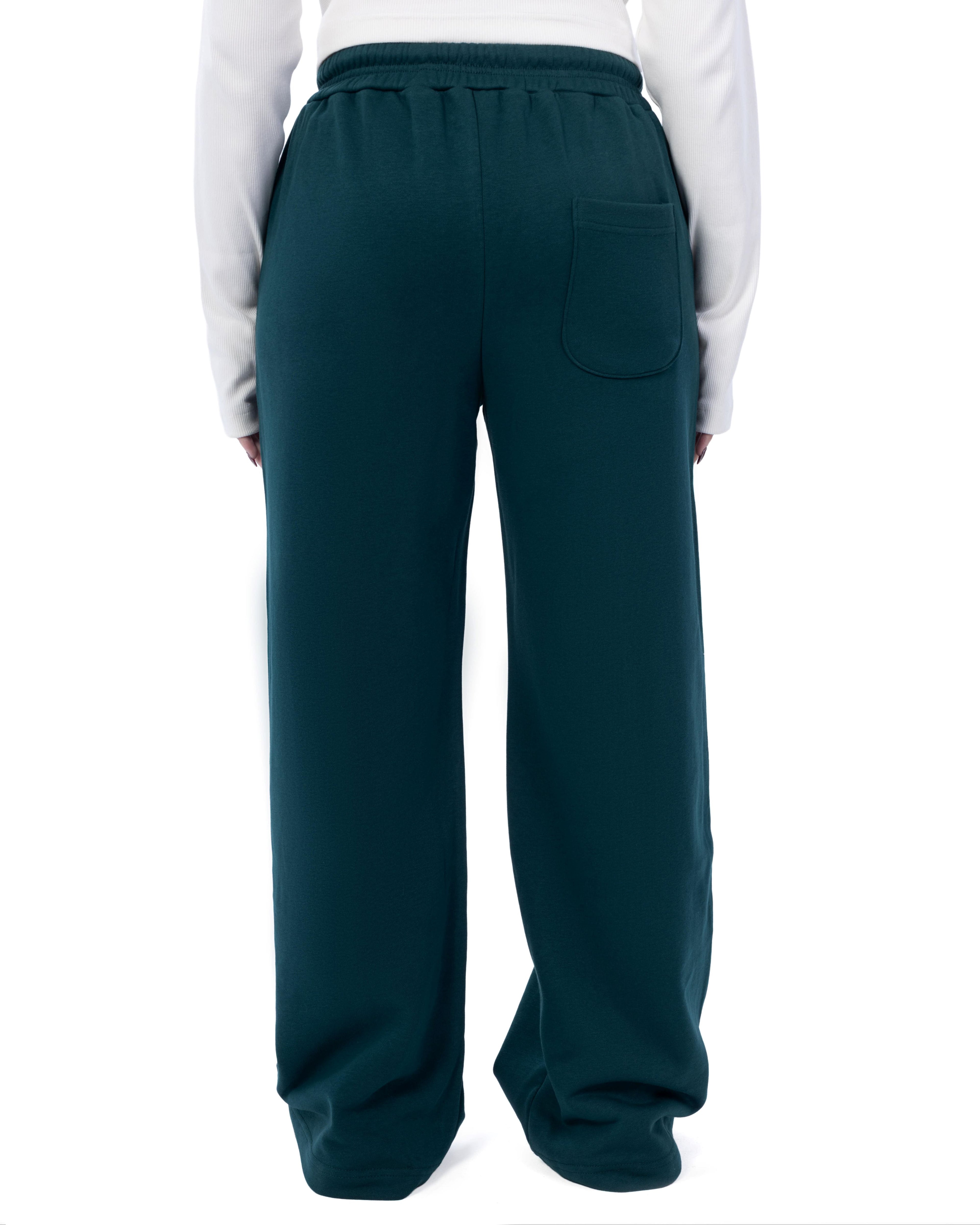 Dark Green Wide-leg Sweatpants