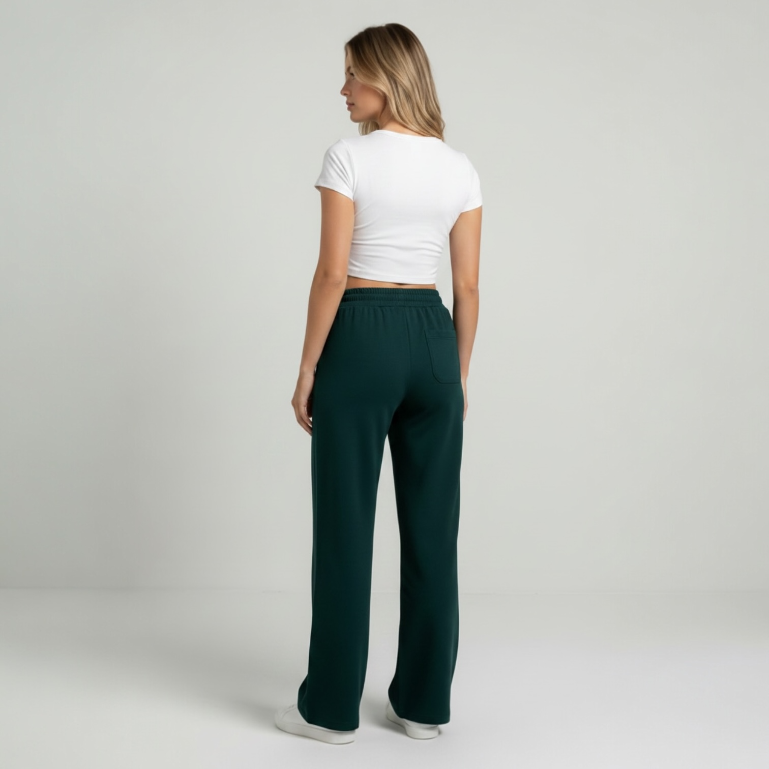 Dark Green Wide-leg Sweatpants