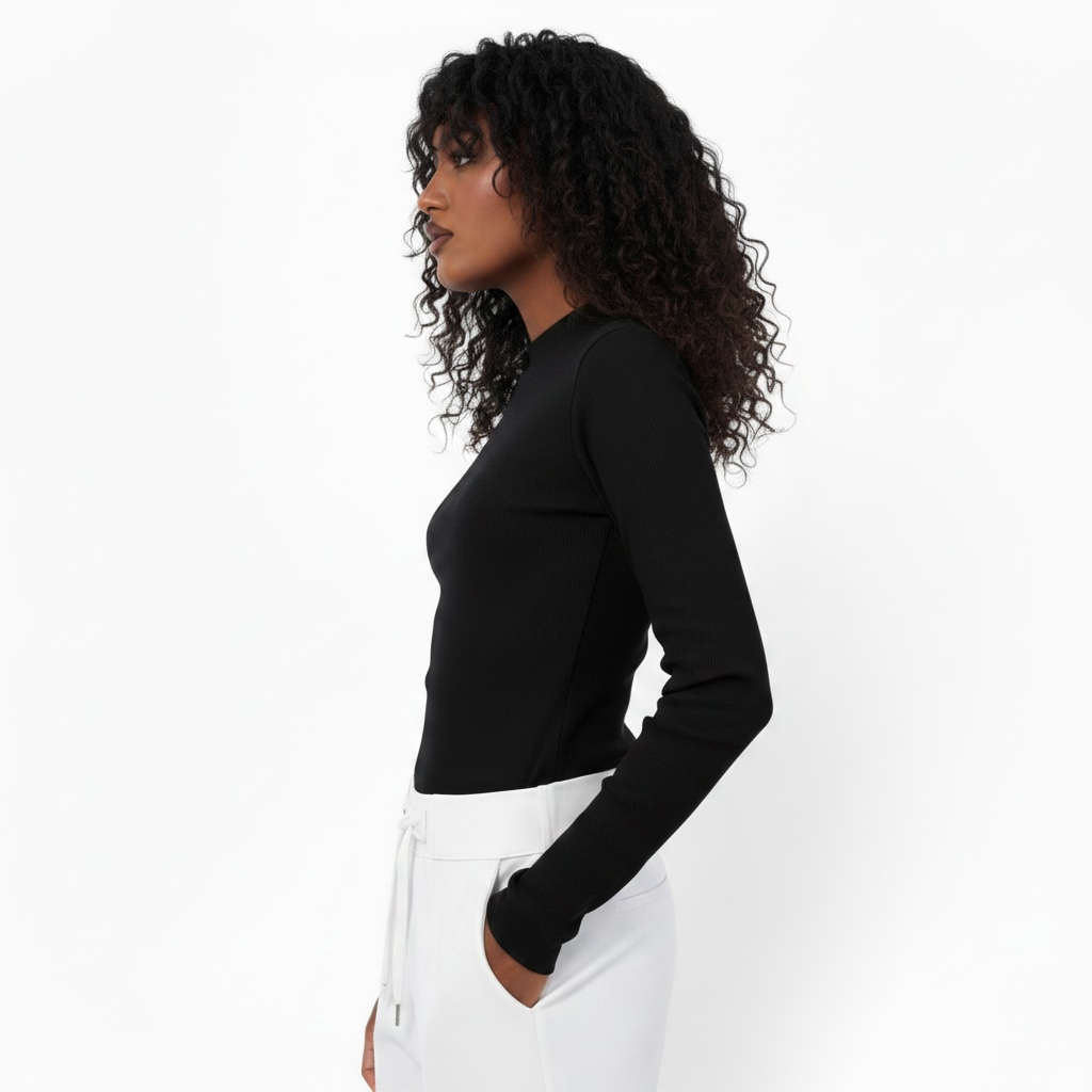Black Ribbed Basic Top