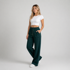 Dark Green Wide-leg Sweatpants