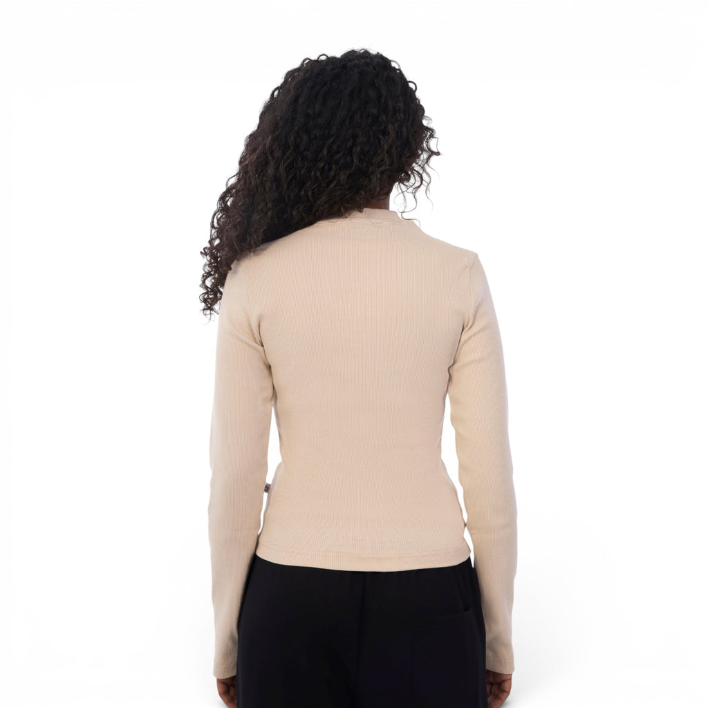 Beige Ribbed Basic Top