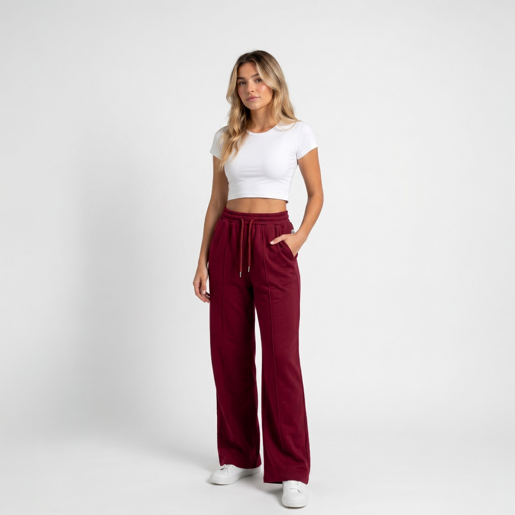 Volcanic Red Wide-leg Sweatpants