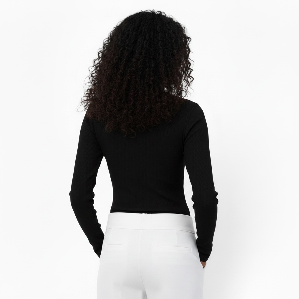 Black Ribbed Basic Top