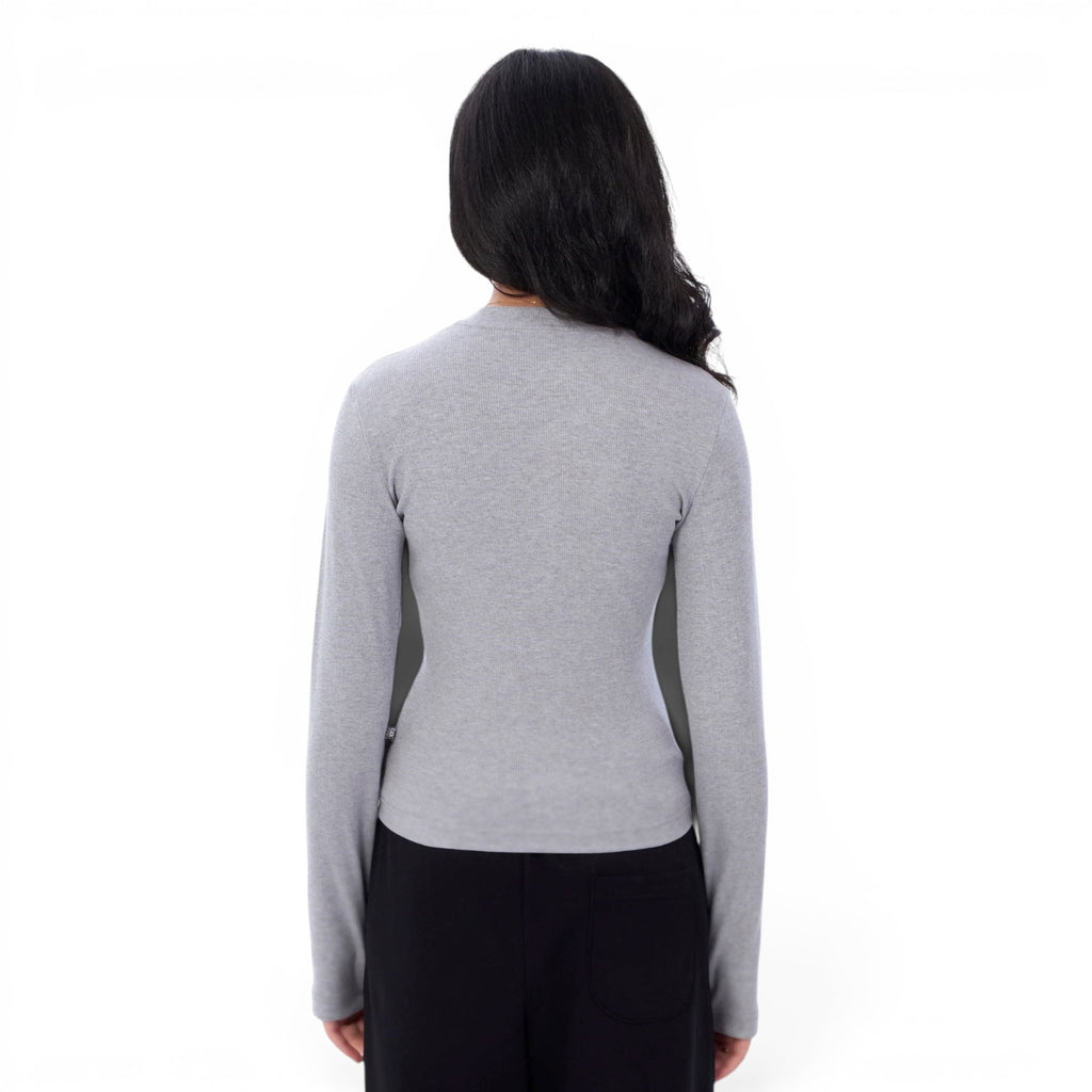 Grey Ribbed Basic Top
