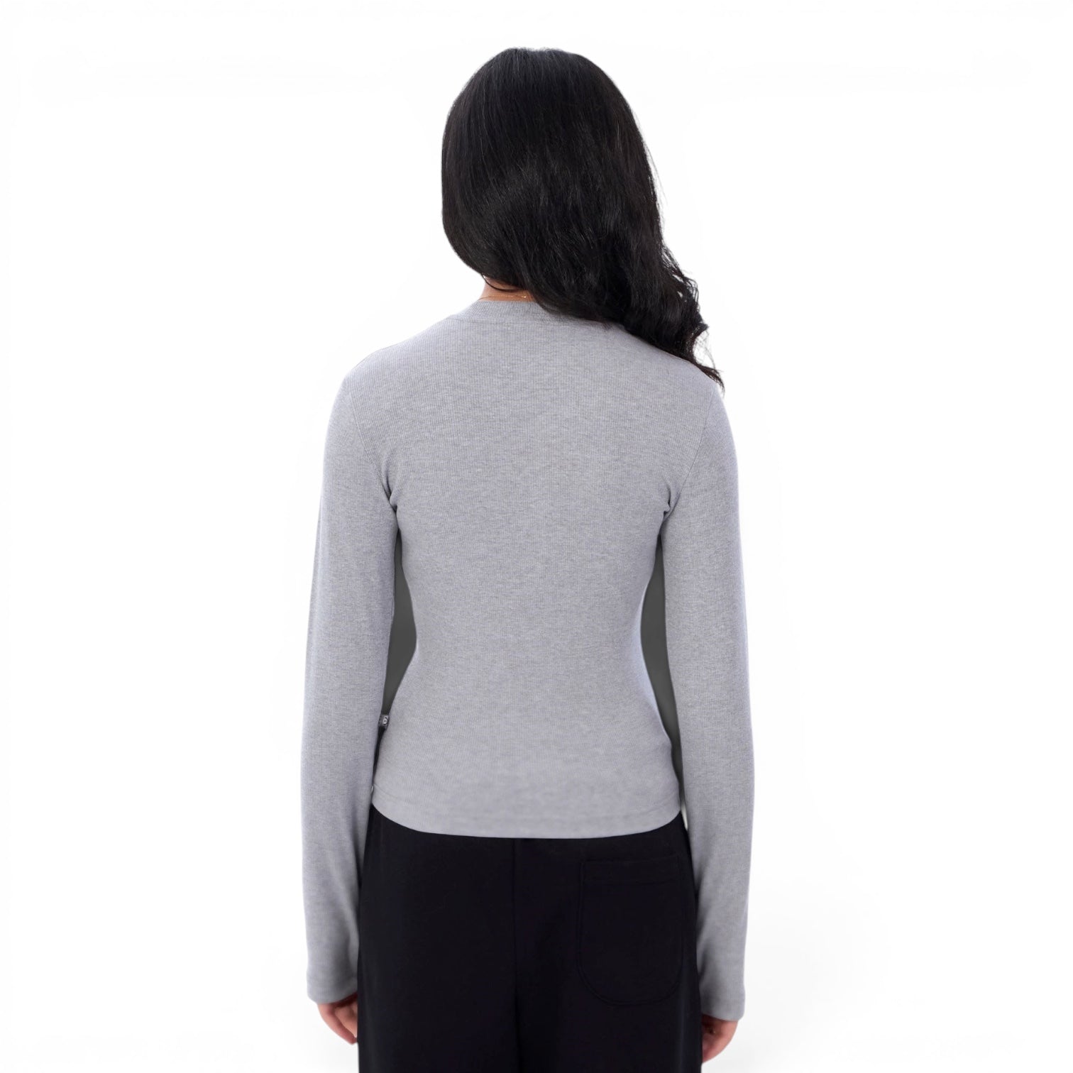 Grey Ribbed Basic Top