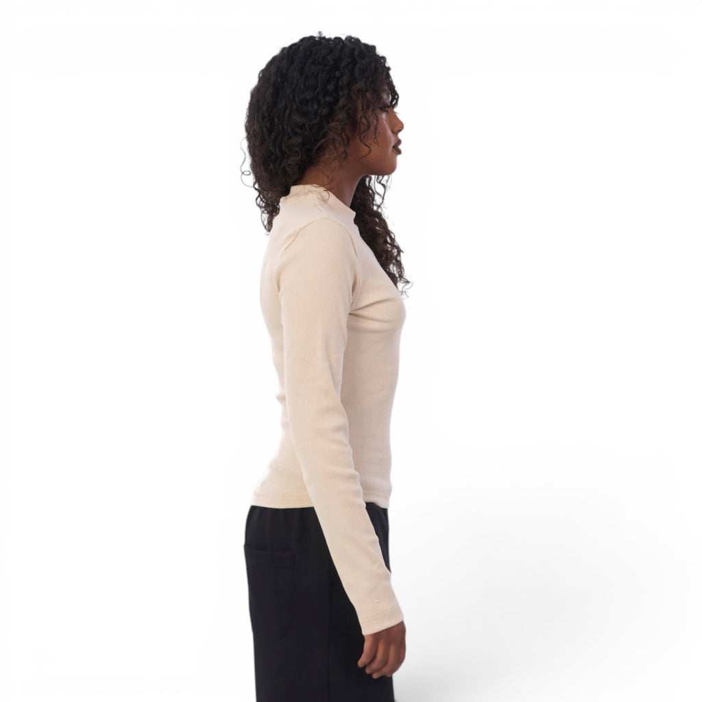 Beige Ribbed Basic Top