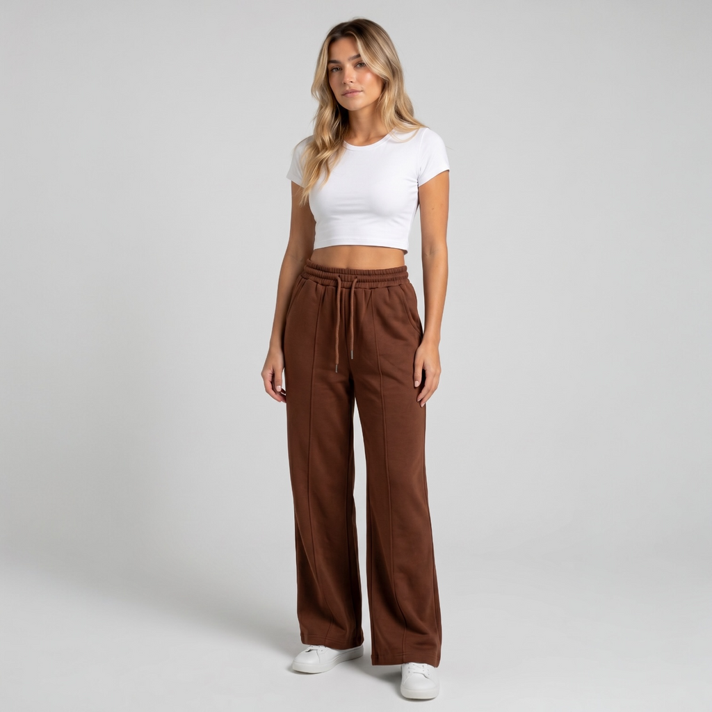 Brown Wide-leg Sweatpants