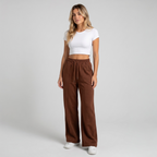 Brown Wide-leg Sweatpants