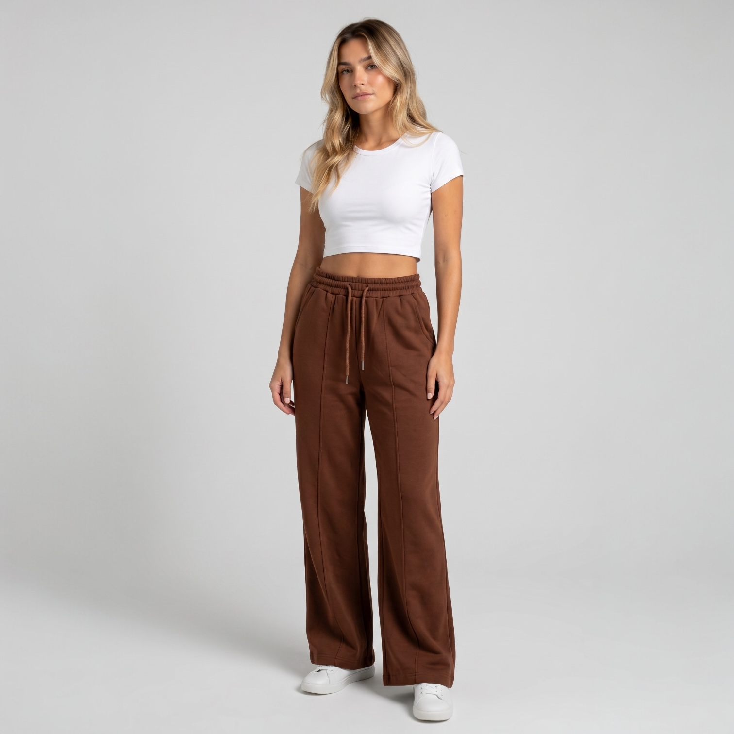 Brown Wide-leg Sweatpants