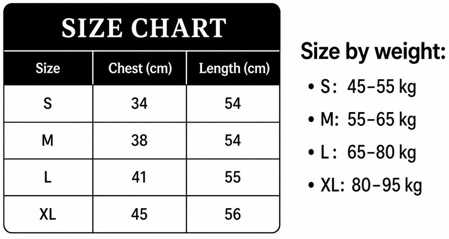 Size chart for Creamy Ribbed Basic Top