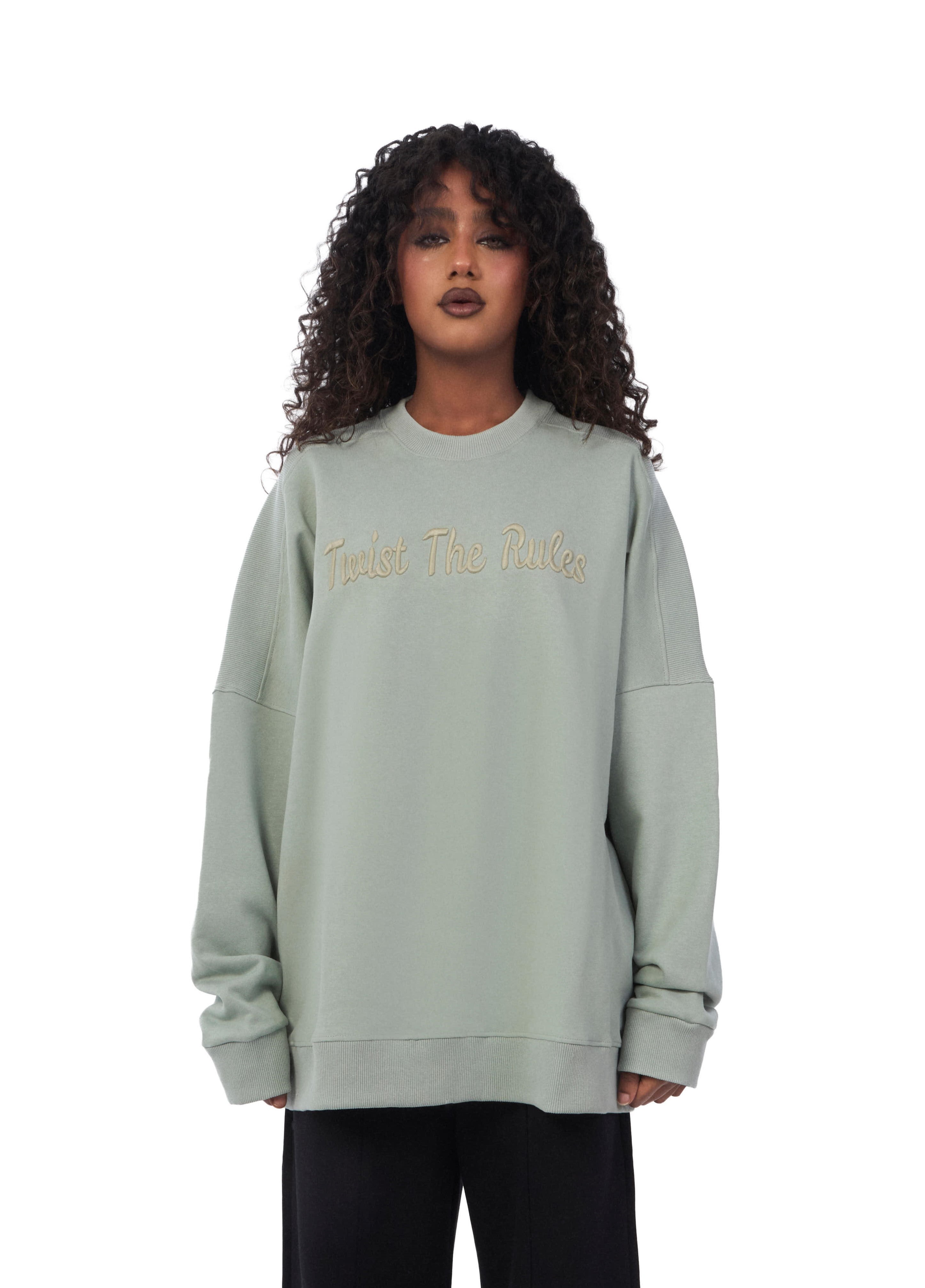 Ribbed Shoulder Oversized Sweatshirt