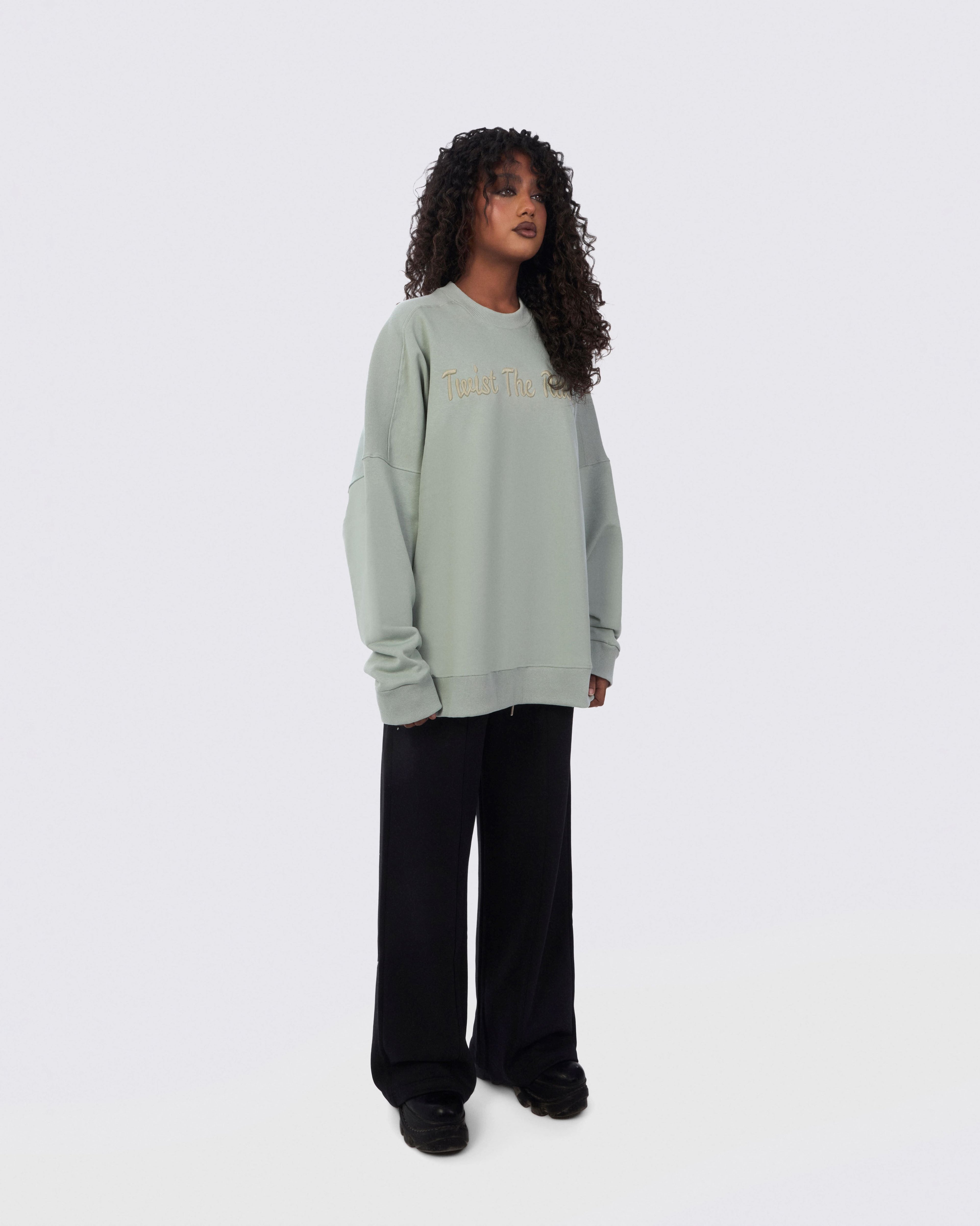 Ribbed Shoulder Oversized Sweatshirt