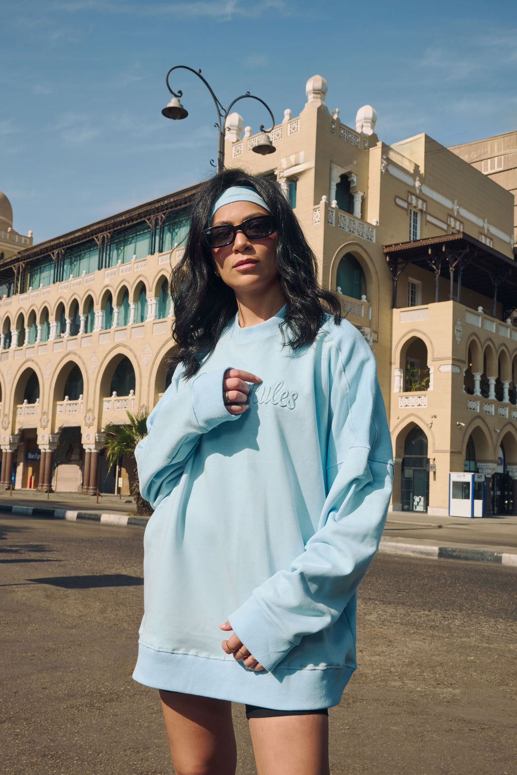 Ribbed Shoulder Oversized Sweatshirt