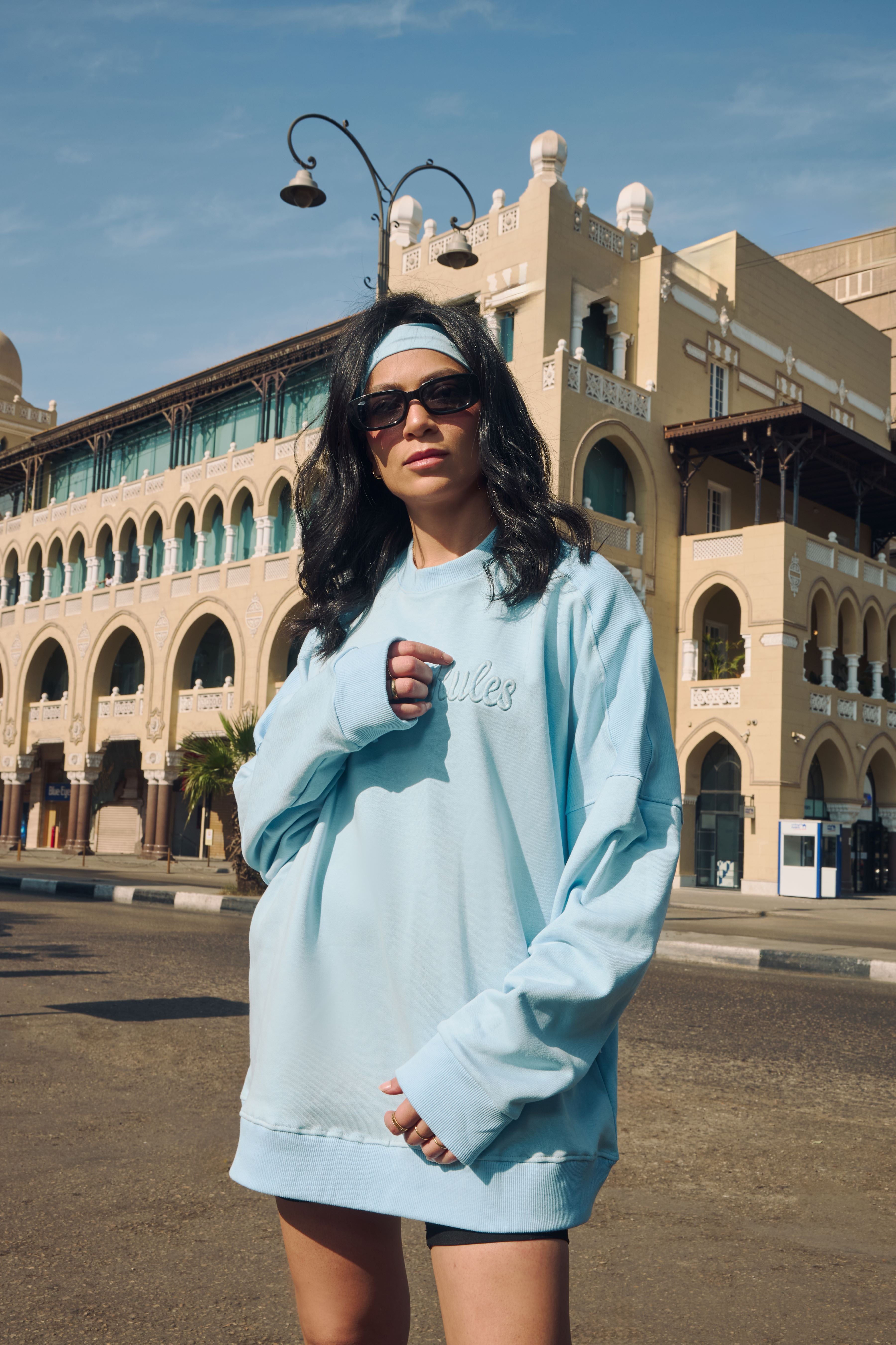 Ribbed Shoulder Oversized Sweatshirt