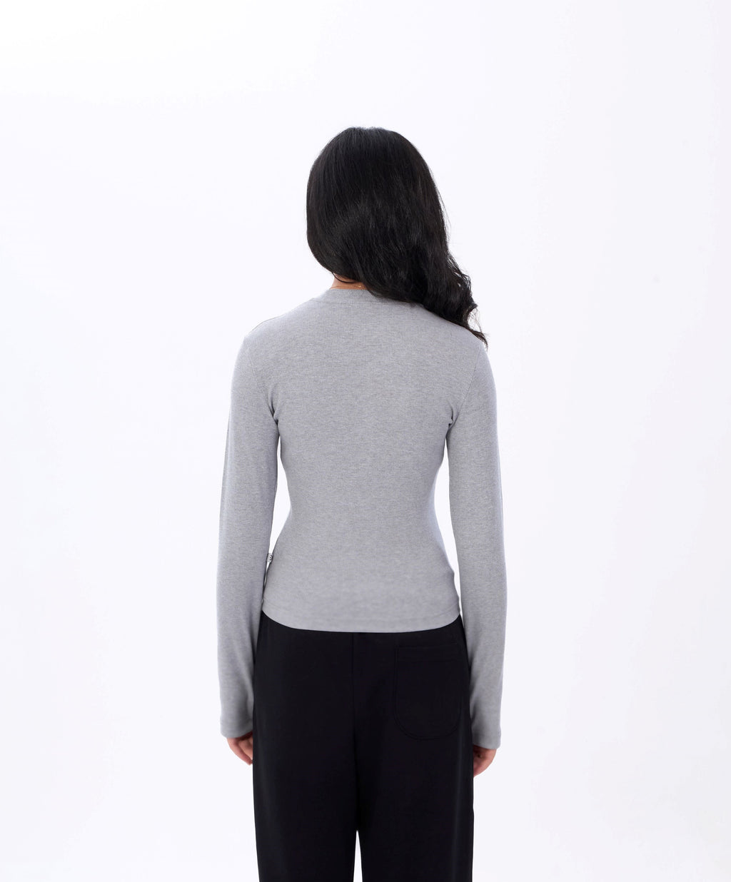 Grey Ribbed Basic Top