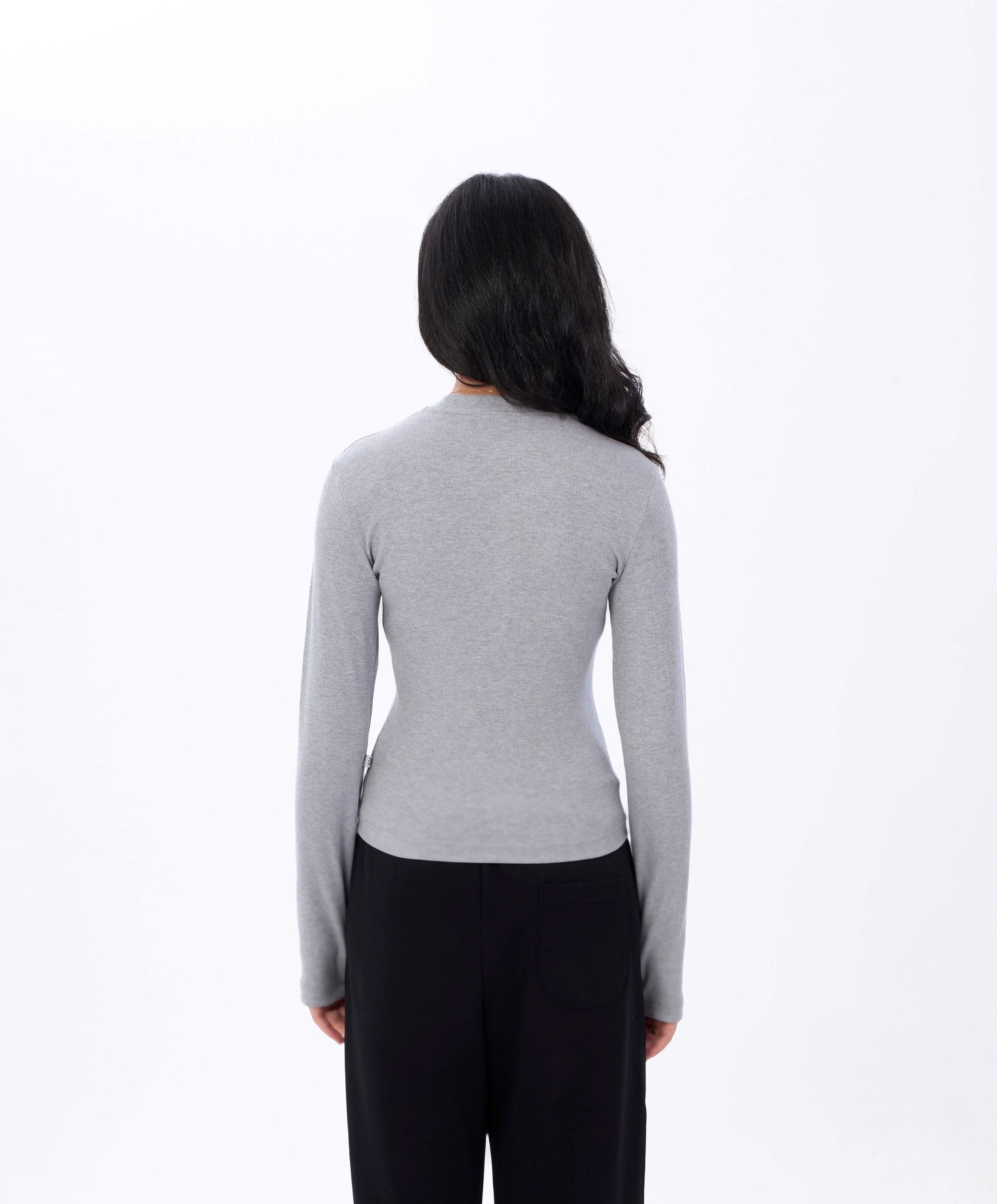 Grey Ribbed Basic Top