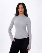 Grey Ribbed Basic Top