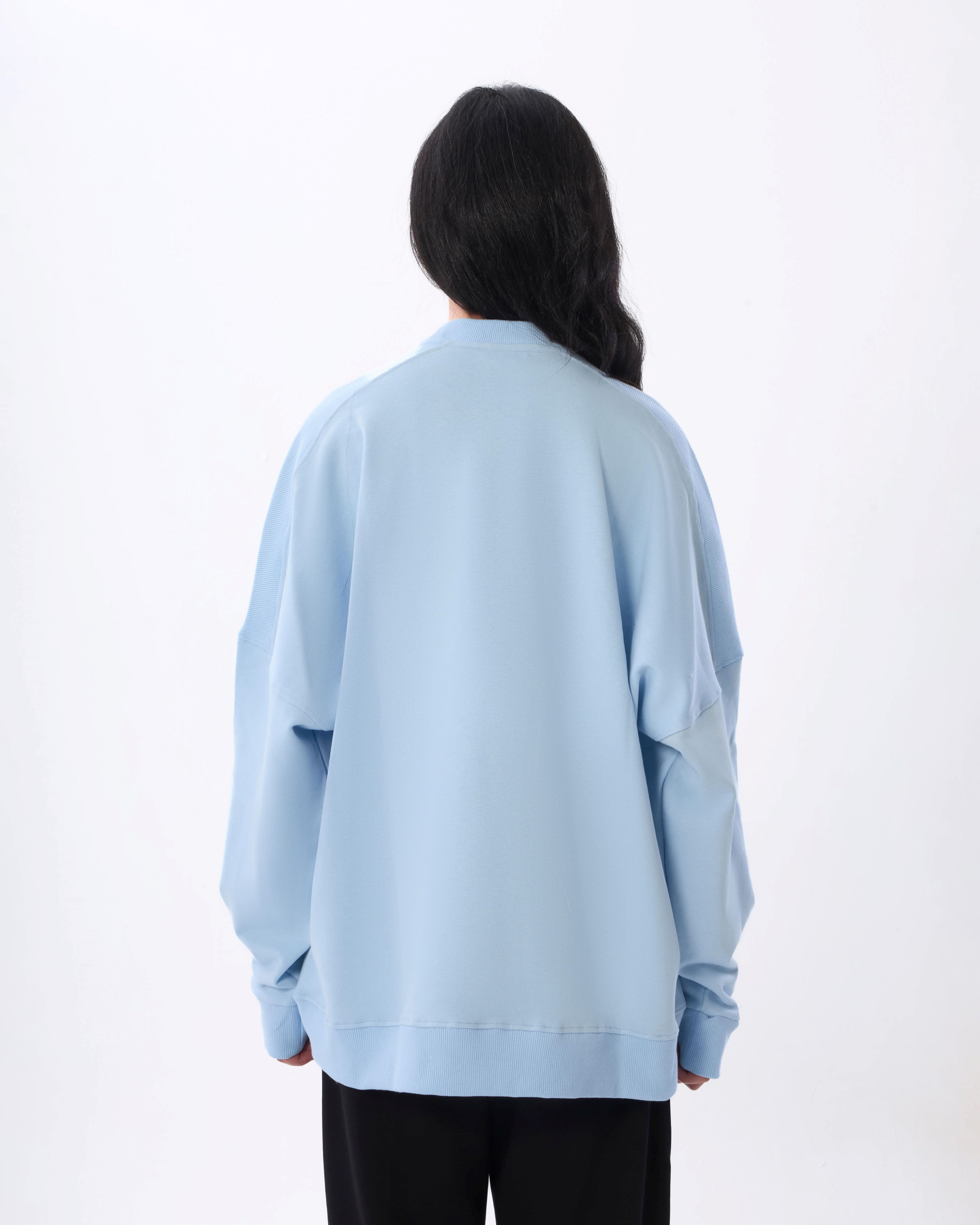 Ribbed Shoulder Oversized Sweatshirt