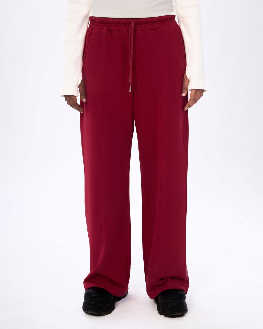 Volcanic Red Wide-leg Sweatpants