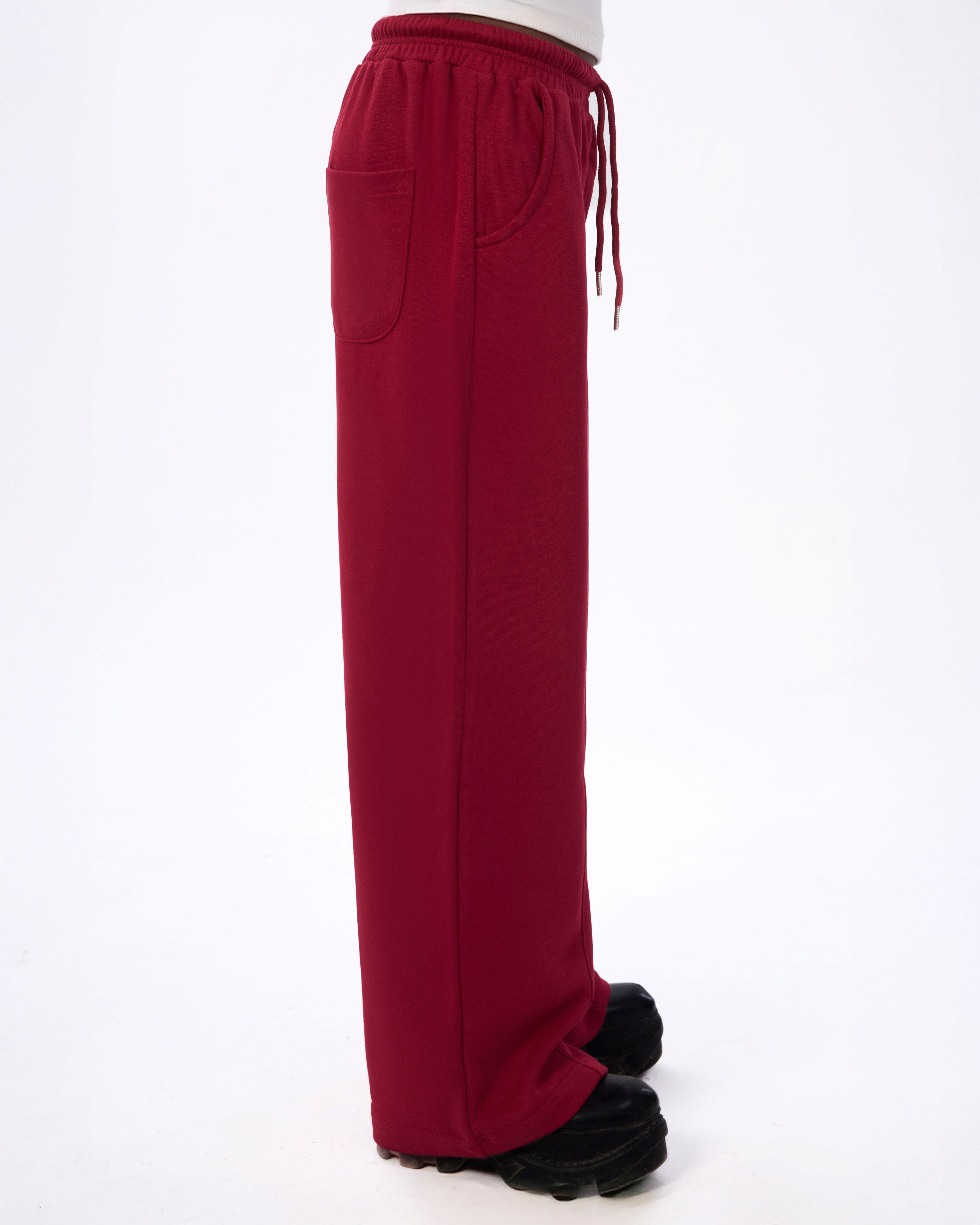 Volcanic Red Wide-leg Sweatpants
