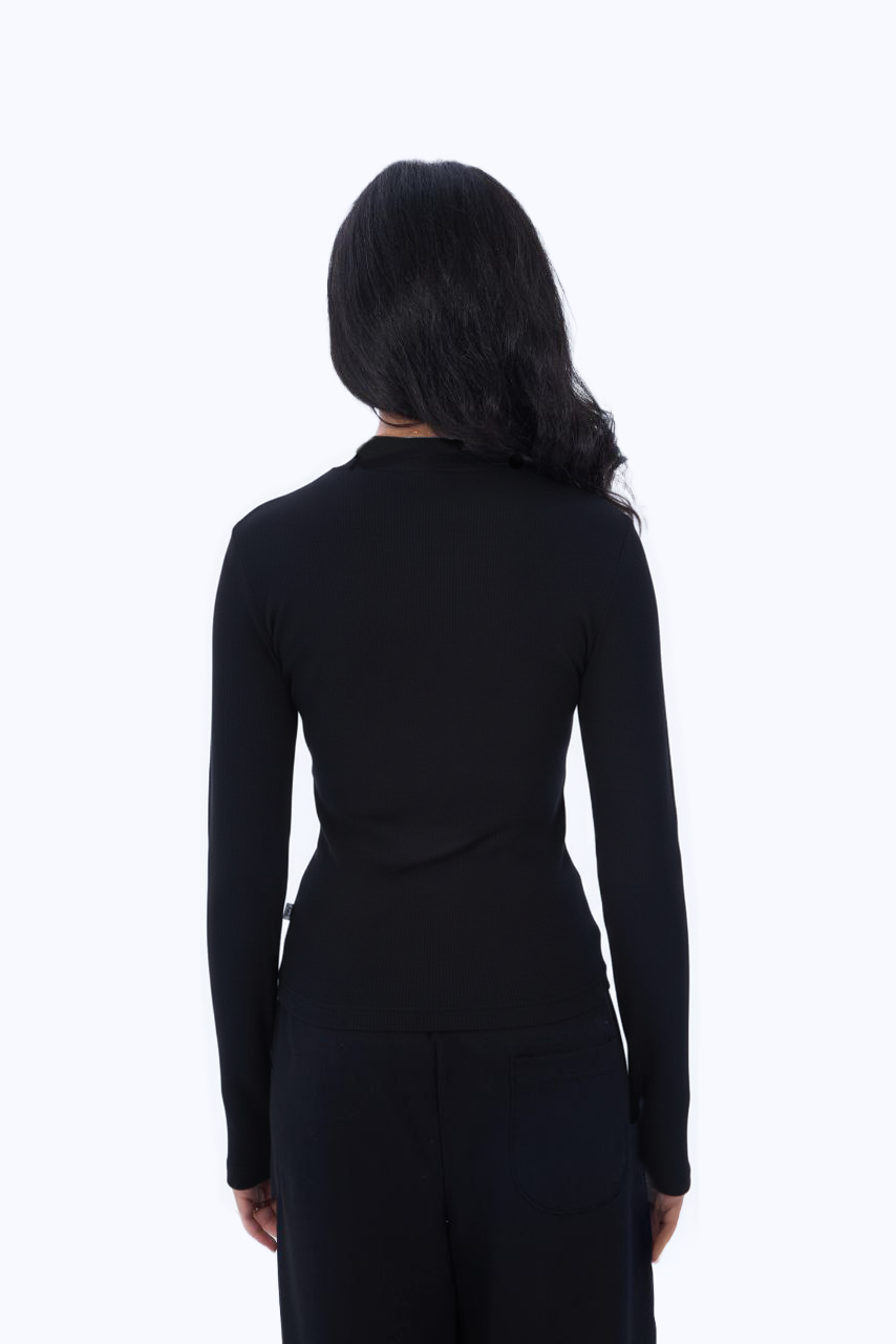 Black Ribbed Basic Top