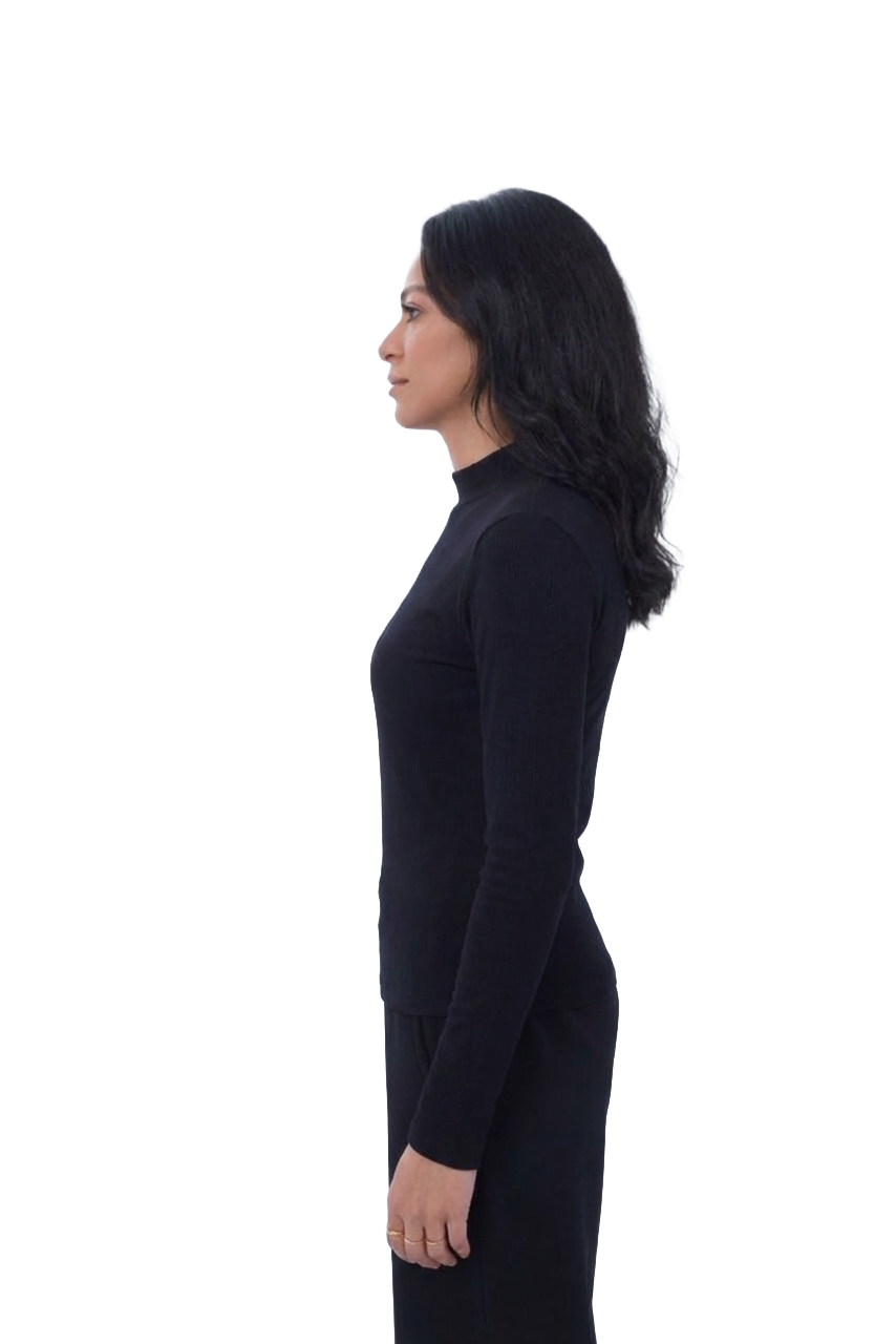 Black Ribbed Basic Top